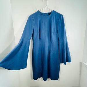 Worth New York Women’s Blue Stretch Ponte Knit 3/4 Bell Sleeve Dress Size 0